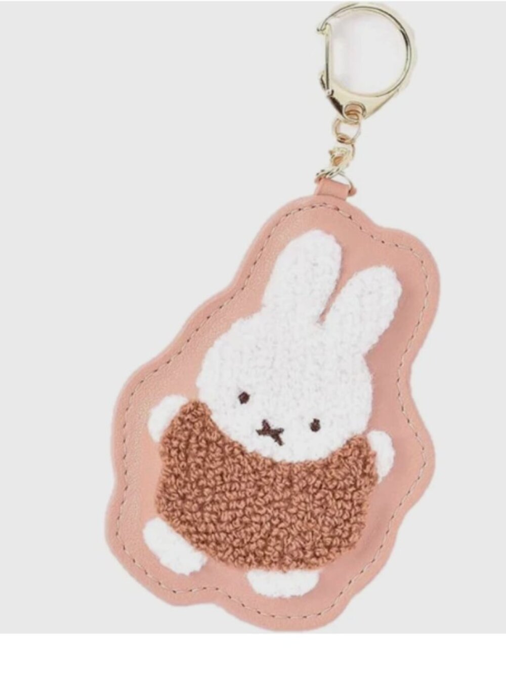 New Miffy Rabbit Key Fob PINK Leather Embroidery Charm Clip Bag Purse Holder